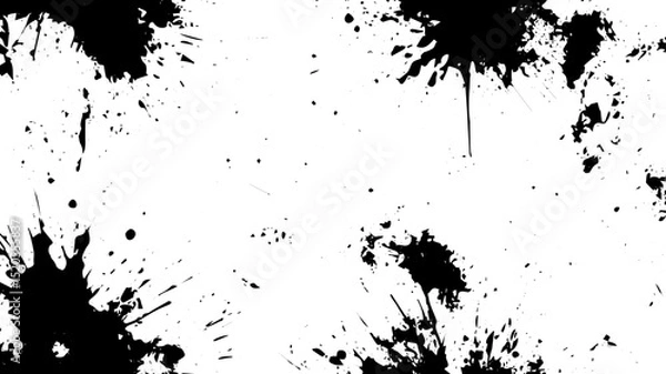 Fototapeta Black Ink Splatter Border Texture, Grunge Abstract Drip and Splash Frame Background
