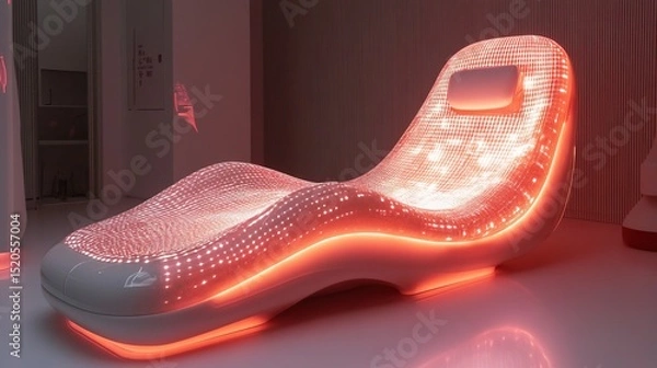 Obraz A high-tech relaxation chair with glowing digital pulses easing tension 
