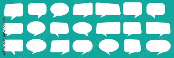 Fototapeta Set of speech bubbles. Colorful Speak bubble text, cartoon chatting box, message box. Blank empty vector white speech bubbles. Cartoon balloon word design. Vector illustration. Variety Design. Eps 10