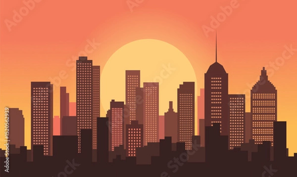 Obraz Cityscape in Evening Glow with Buildings Lit Against a Softly Darkening Urban Sky