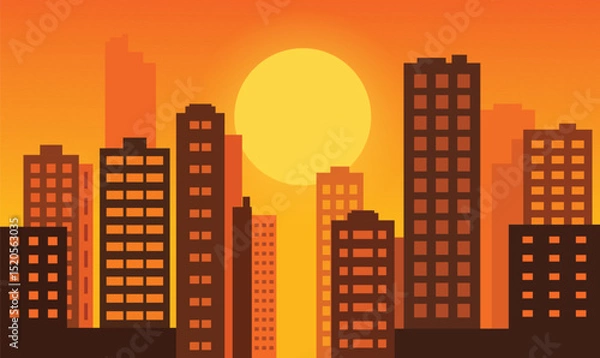 Obraz Cityscape in Evening Glow with Buildings Lit Against a Softly Darkening Urban Sky