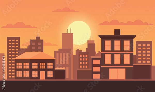 Obraz Cityscape in Evening Glow with Buildings Lit Against a Softly Darkening Urban Sky