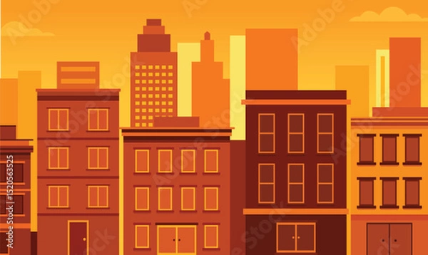 Obraz Cityscape in Evening Glow with Buildings Lit Against a Softly Darkening Urban Sky