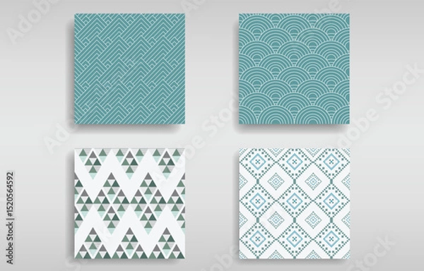 Obraz modern and classic fabric vector pattern set.geometric traiangle shpae.