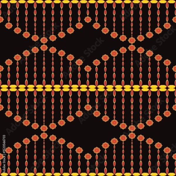 Fototapeta Abstract Ethnic Art, Geometric Design, Tribal Seamless Patterns, Fabric Patterns, Print Patterns, Art, Covers, Prints, Wallpaper, Carpet Design, Patterns on Products.