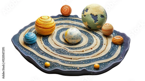 Fototapeta Children tactile solar system map, Transparent background, PNG file