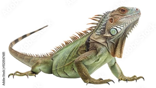Fototapeta green iguana isolated on transparent background
