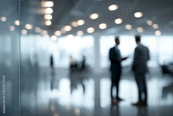 Obraz Blurred Business Meeting with Professionals in Modern Office Space