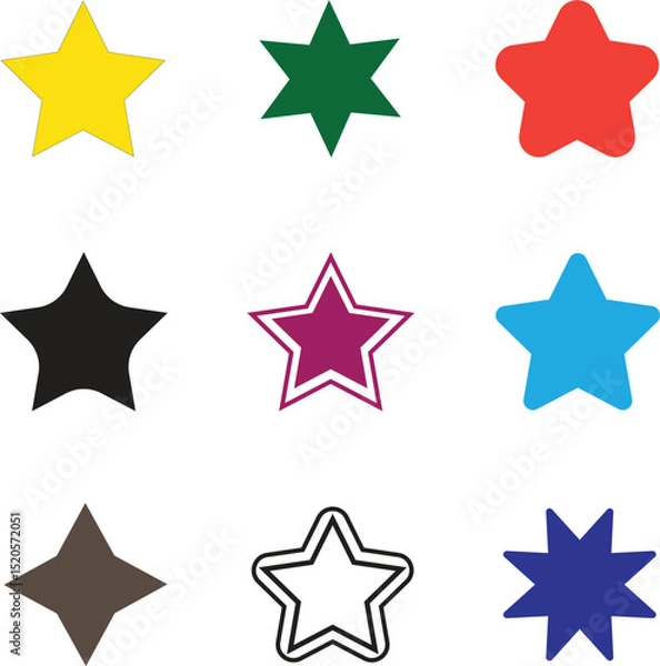 Fototapeta set of colorful stars