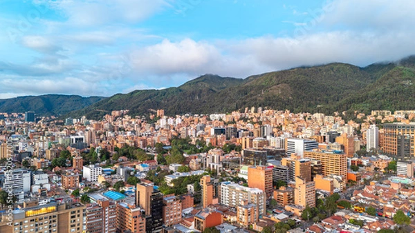 Fototapeta Aerial View of Bogotá, Colombia with Urban Landscape and Surrounding Mountains