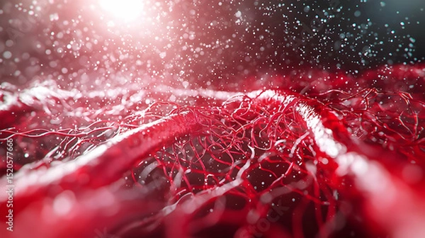 Fototapeta Abstract Red Network Design With Glowing Particles