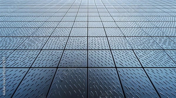 Fototapeta Geometric Patterned Floor Tiles With Perspective View