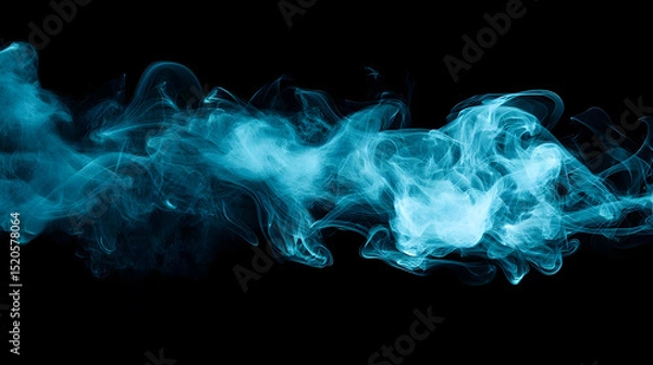 Fototapeta Abstract Blue Particles Flowing Against Black Background