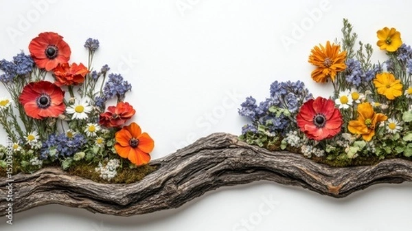 Obraz Dried Flower Arrangement on Wooden Branch