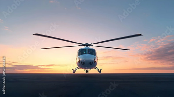 Obraz Pixelated Helicopter Landing At Sunset