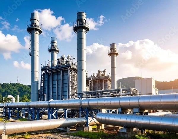 Obraz Power plant under a clear sky