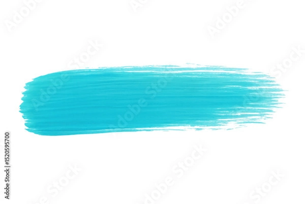 Fototapeta Blue paintbrush stroke creating translucent watercolor texture against transparent backdrop