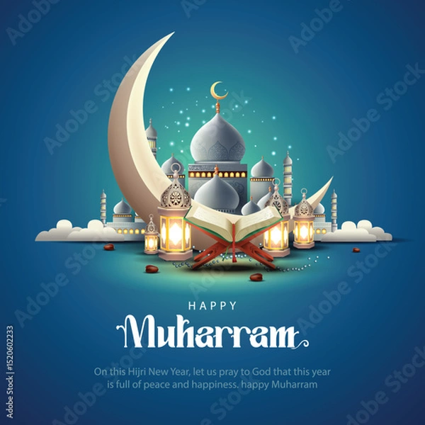Fototapeta happy muharram festival Design Background. abstract Vector Illustration for greeting card, poster and banner design.