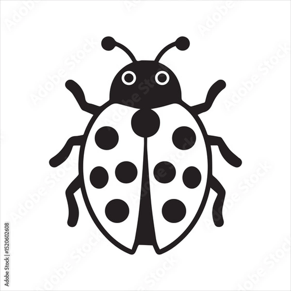 Fototapeta Ladybug Silhouette Vector Icon – Minimal Insect with Dots and Antennae