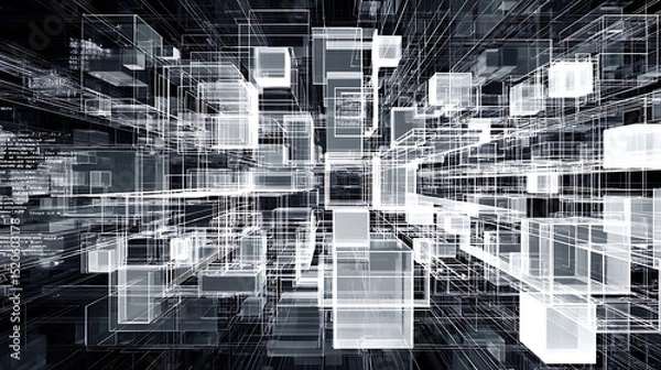 Obraz Abstract geometric cubes with linear structure