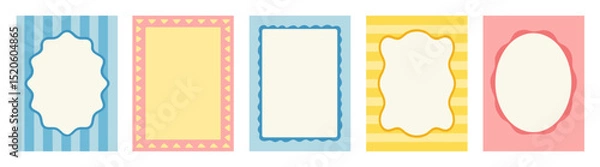 Obraz Vector minimal frame template in simple wavy and groovy naive style