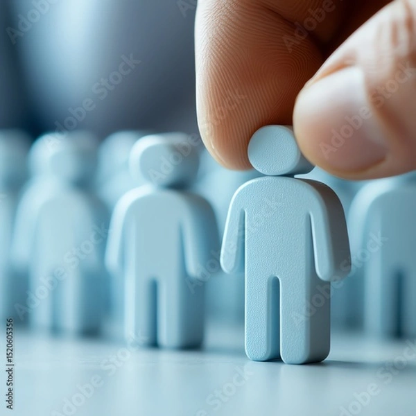 Fototapeta Hiring Candidate as a recruiter choosing the right employee to hire as the best candidate for a job as labour or labor workforce human resource concept