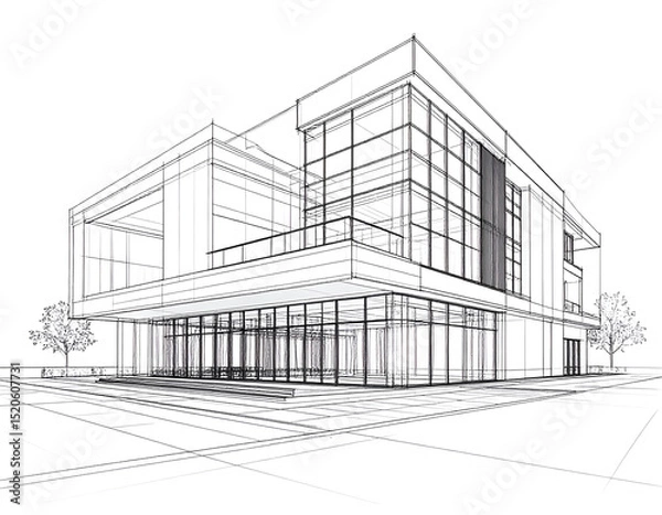 Obraz Architectural blueprint of a modern building