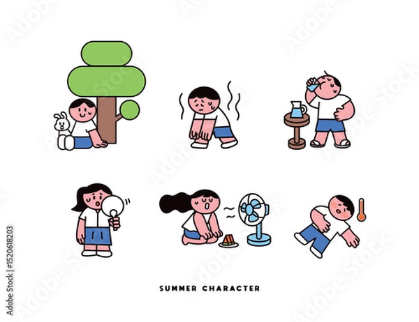 Fototapeta Characters who avoid summer heat waves