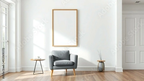 Fototapeta Modern minimalist living room interior design mockup