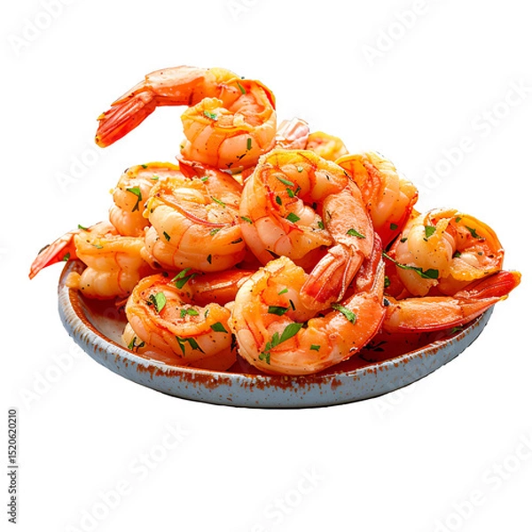 Fototapeta Fried shrimp in a plate on transparent background 
