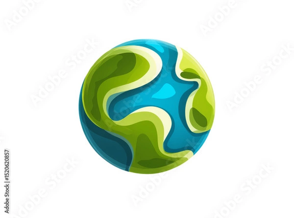 Fototapeta Abstract green and blue earth globe illustration, On Transparent Background, Png