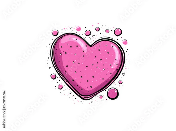 Fototapeta Pink heart shaped bubblegum pop art design valentines day, On Transparent Background, Png