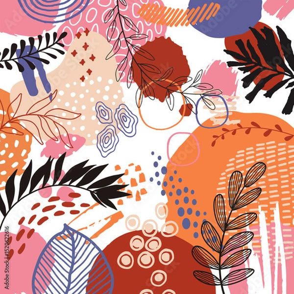 Fototapeta Spring flower background with beautiful. Hand drawn colourful art background design.