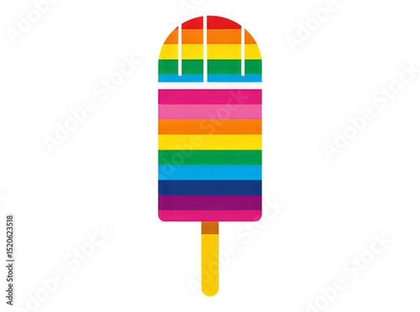 Fototapeta Rainbow popsicle summer treat colorful dessert icon, On Transparent Background, Png