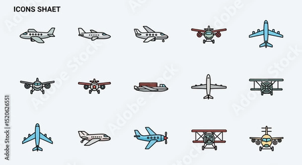 Fototapeta Airplane Icons  A Comprehensive Set of Aviation Illustrations