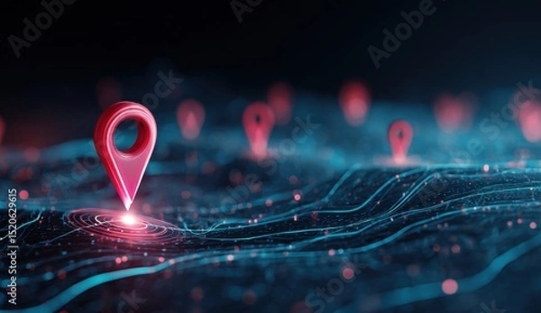 Fototapeta Locations marked on digital route map network