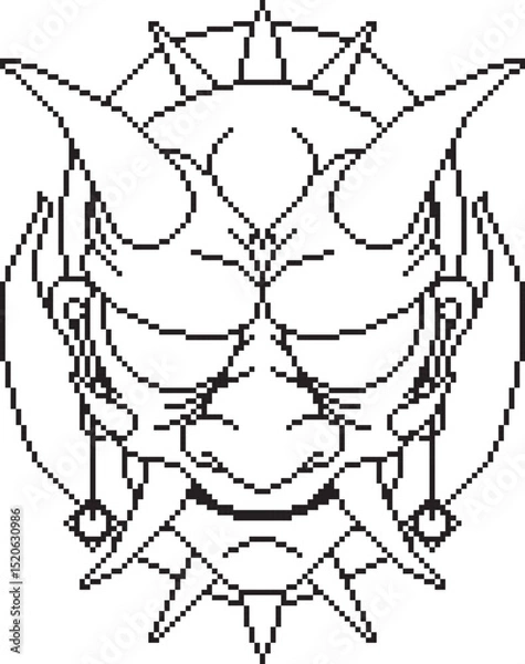Fototapeta japanese oni mask two background design line