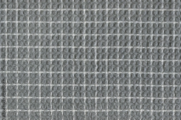 Obraz Grey White Natural Organic Cotton Large Honeycomb Waffle Weave Towel Fabric Texture Pattern Detail, Large Detailed Horizontal Textured Background Macro Closeup, Creased Textile Swatch