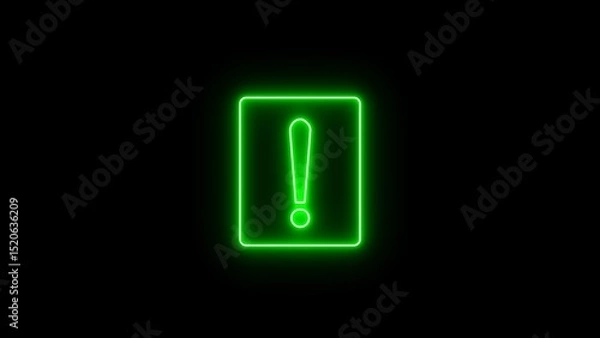 Obraz Neon warning icon illustration. warning sign illustration on black background. Warning symbol of a dangerous point,
