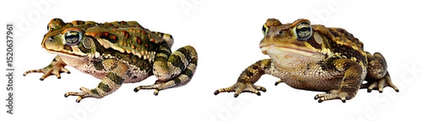 Fototapeta Colorful Frogs Sitting on a Surface with Texture and Detail in a Natural Environment Setting