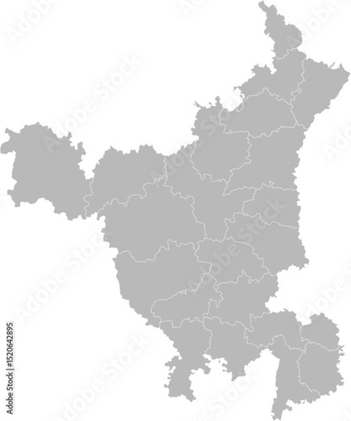Fototapeta Haryana, India – administrative vector map with district boundaries (Web Mercator projection, PPT-compatible & fully editable)