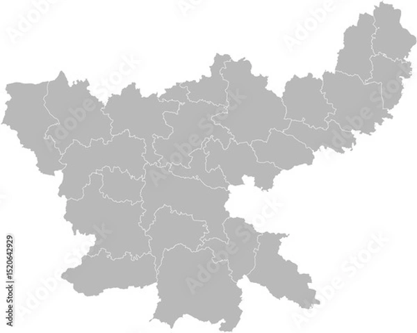 Fototapeta Jharkhand, India – administrative vector map with district boundaries (Web Mercator projection, PPT-compatible & fully editable)