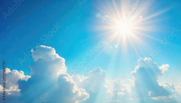 Obraz Stunning vista of a cloudless azure sky, bathed in the warm glow of sunlight Perfect for travel, nature, and serenity themes Ideal for desktop backgrounds and calendars , sunlight, azure, heavens