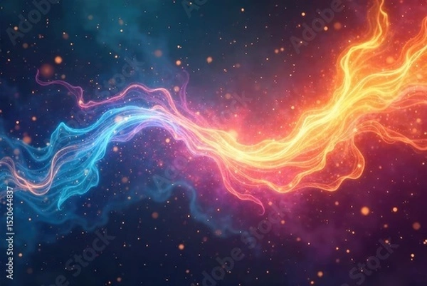 Obraz Vibrant, glowing energy streams flow, swirling and intertwining, representing a powerful, restorative healing force Perfect for concepts of health, wellness, and rejuvenation , optimism, health