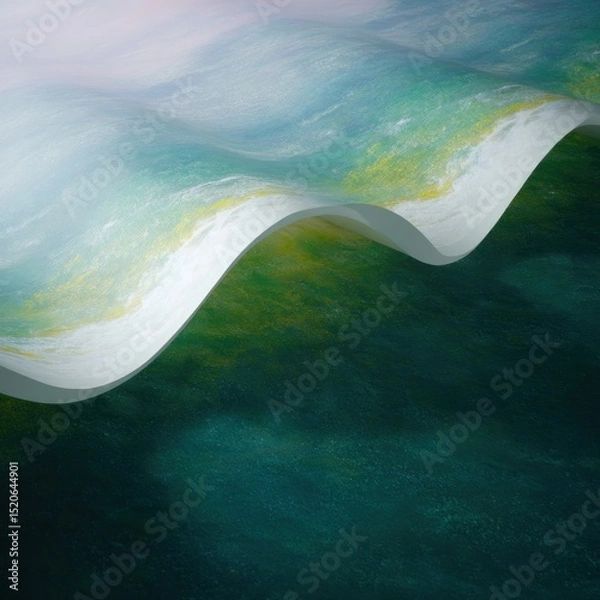 Fototapeta Curving paper with abstract landscape