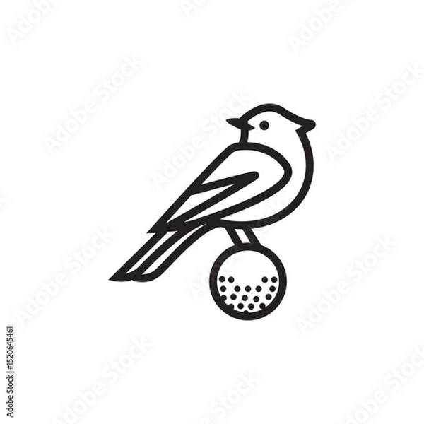 Fototapeta bird on top of golf ball logo design for golf sport
