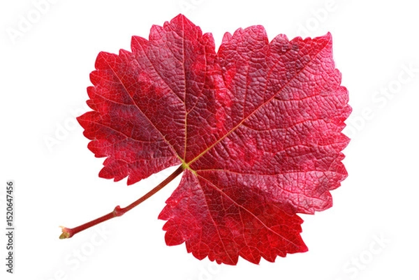 Fototapeta Detailed red grape leaf in autumn isolated on transparent background for design