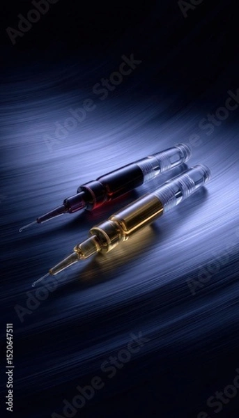 Fototapeta Three pens, dark background, abstract blur