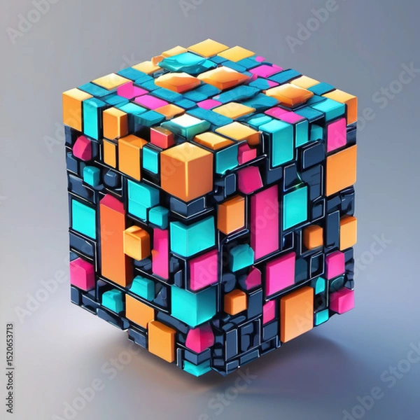 Fototapeta Sharp Edges Voxel Model Artwork for Dream-code Repository: AI-Generated Prompt