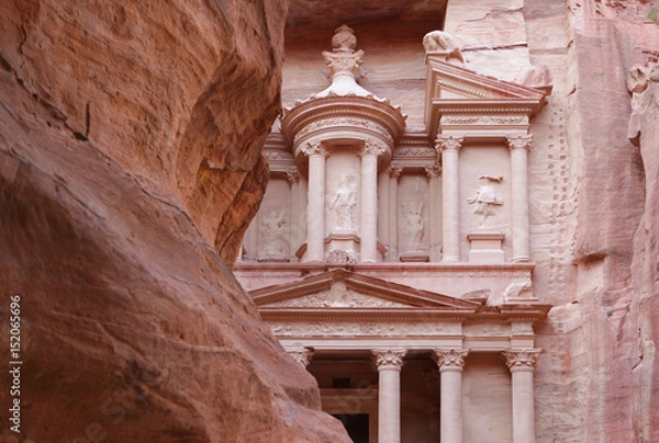 Fototapeta Petra - ancient city. View of Treasury from As Siq gorge. Jordan.